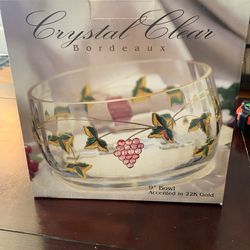 Bordeaux  9” Bowl Accented In 22k Gold