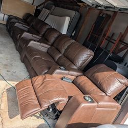 Brown Electric Theater Recliners With LED Lights 