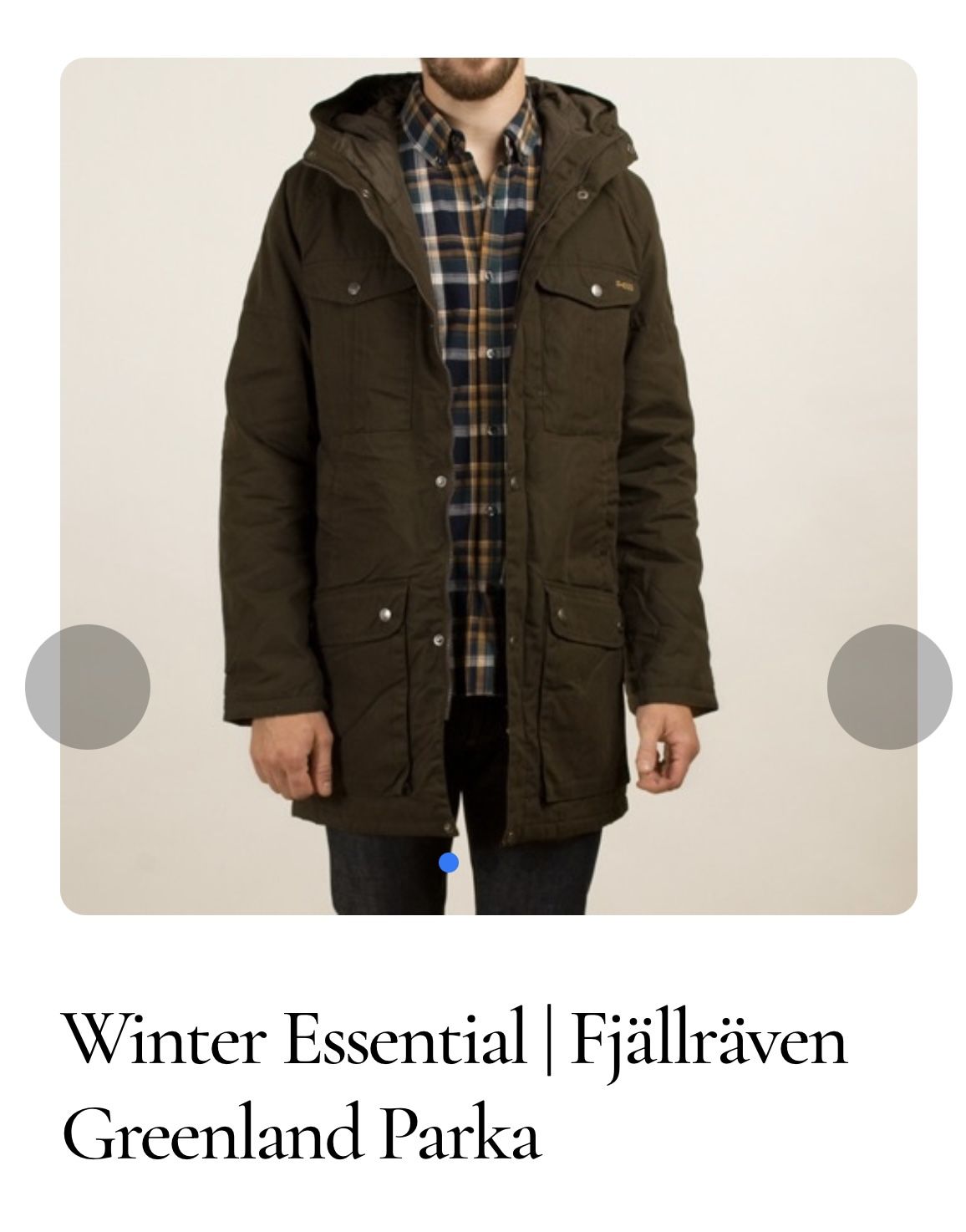 Fjallraven Men’s Parka Model Greenland As New Size Medium 