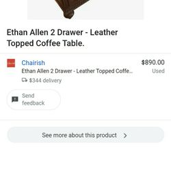 Ethan Allen Leather Top Coffee Table