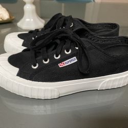 SUPERGA Canvas Black 2630 COTU platform Sneaker Shoe Vans Sunk Blazer