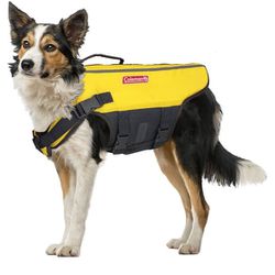 Coleman High Visibility Lifejacket for Small to Large Dogs, Yellow, Size Medium / 5" x 16" x 3"'