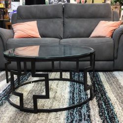 3 Piece Glass Top Table Set For Sale