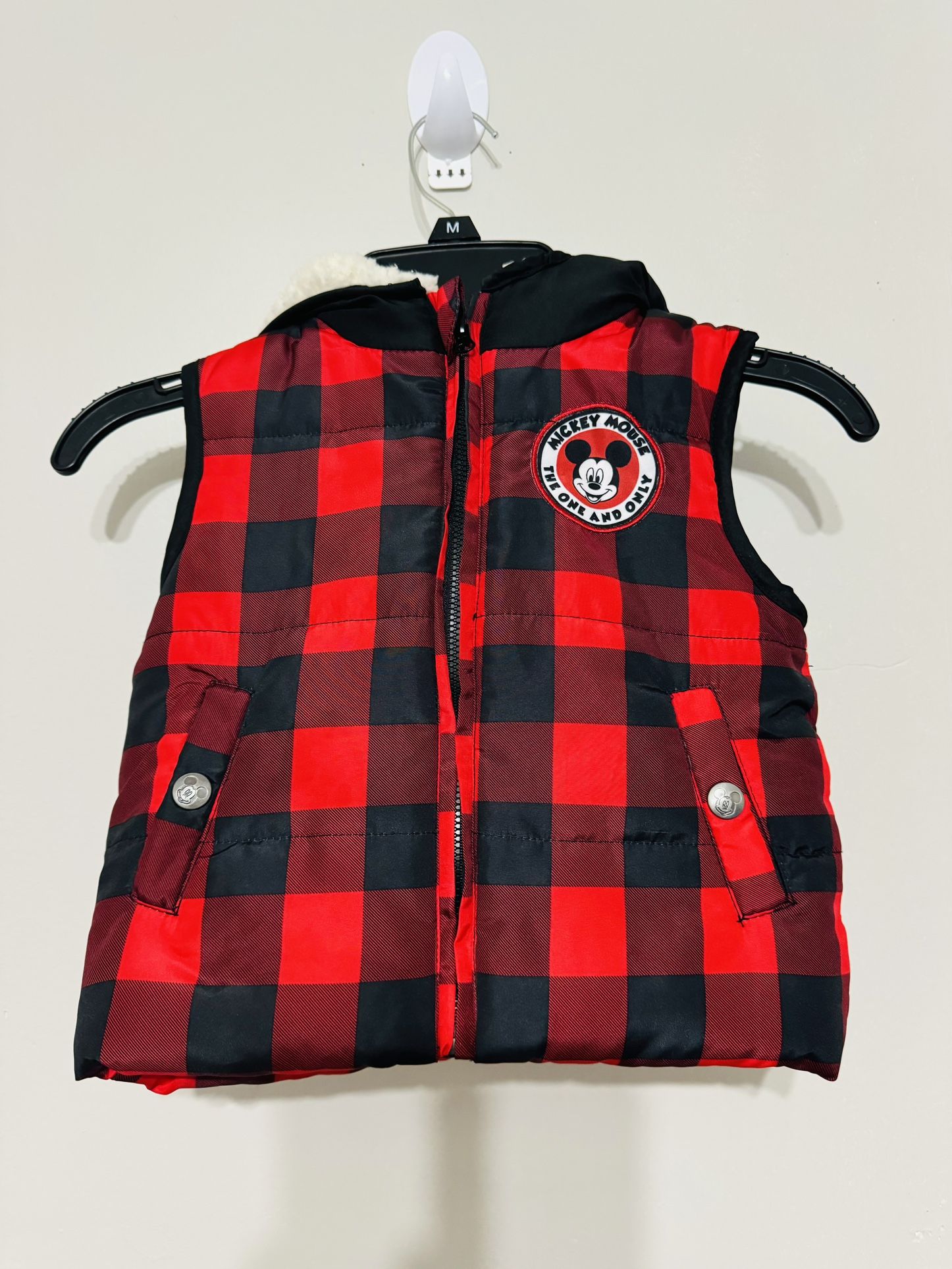 Disney Mickey Mouse Plaid Quilted Vest. Size 18 M