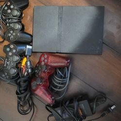 Ps2 Slim +3 Controller's And All Cables 