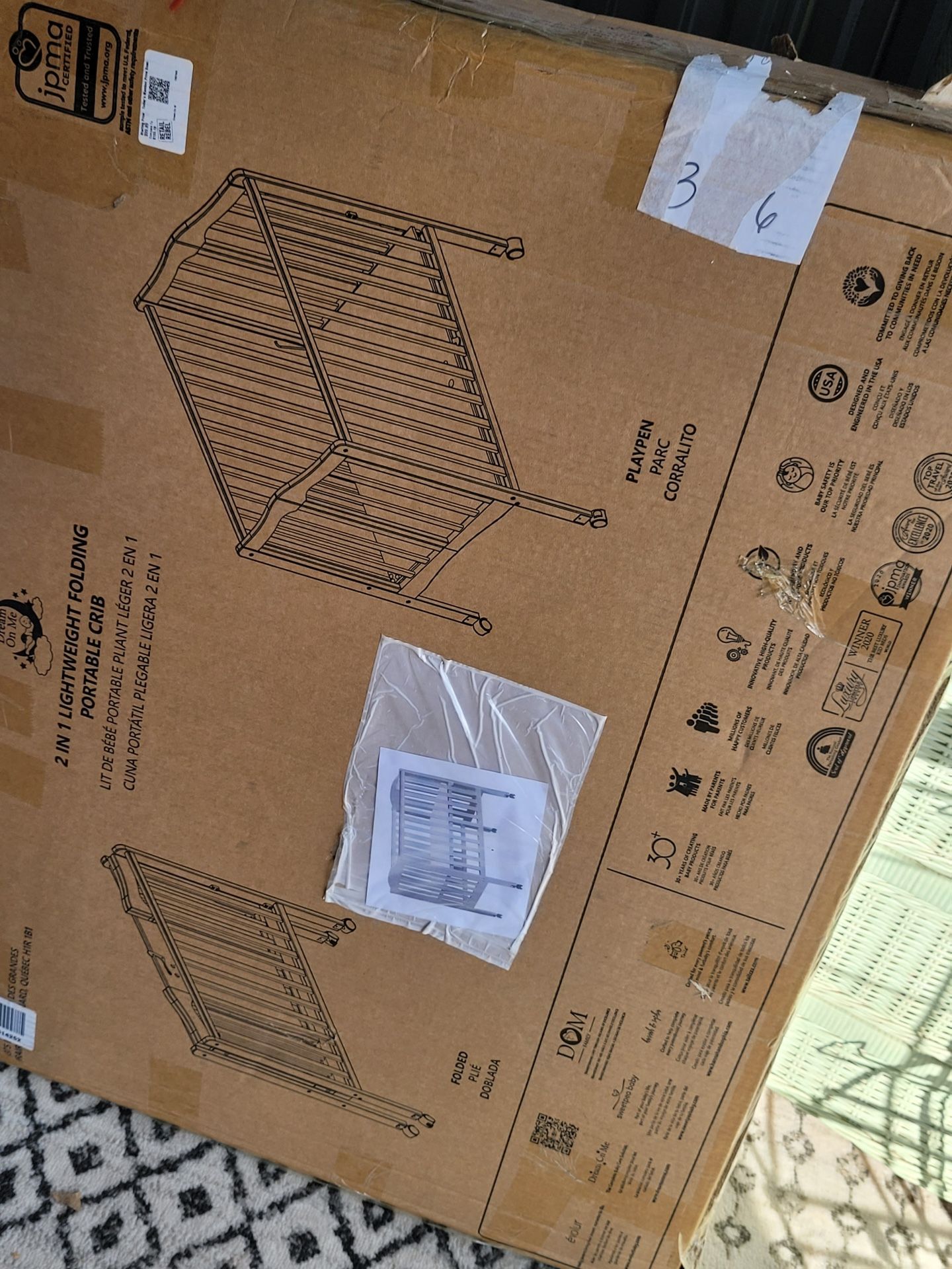Brand New Gray Portable Crib