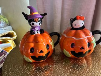 Sanrio Halloween Pumpkin Mug Set – Kuromi & Hello Kitty
