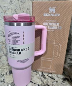 Stanley 40oz Pink Starbucks Quencher H2.0 Tumbler Thermos Flowstate Straw Cup 