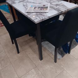 *Wow!!!*---Space-Saving Tedd Black Dining Table Sets W/4 Chairs---Delivery Available🤭