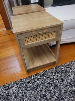 Pair of MCM rattan side table
