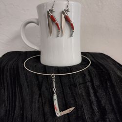 Metal Jack Knife Earrings & Necklace, Seffner FL 