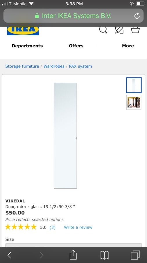 Ikea Vikedal door mirror 90 3/8” tall 19.5” wide