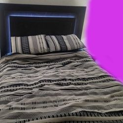 Queen Size Bed Frame with draws and headboard with LEDs (NO MATTRESS)
