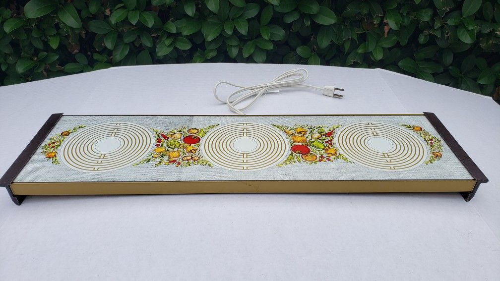 Vintage Antique Warm-O-Tray Food Warmer Harvest Gold Avacado Green Hotplate