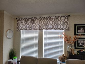 Gray and White Geometric Window Valance