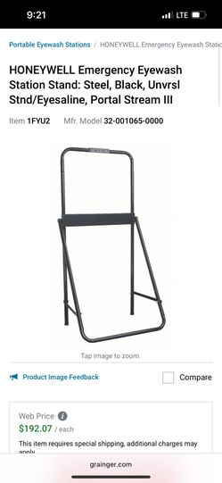 HONEYWELL Emergency Eyewash Station Stand: Steel, Black, Unvrsl Stnd/Eyesaline