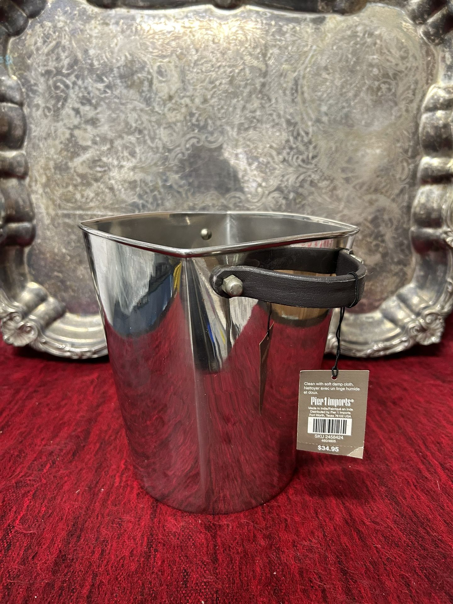 A New Stainless And leather ice Bucket from Pier One