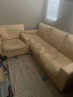 7ft leather couch and loveseat