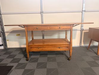 Vintage White Fine Furniture Solid Wood Bar Cart / Serving Cart
