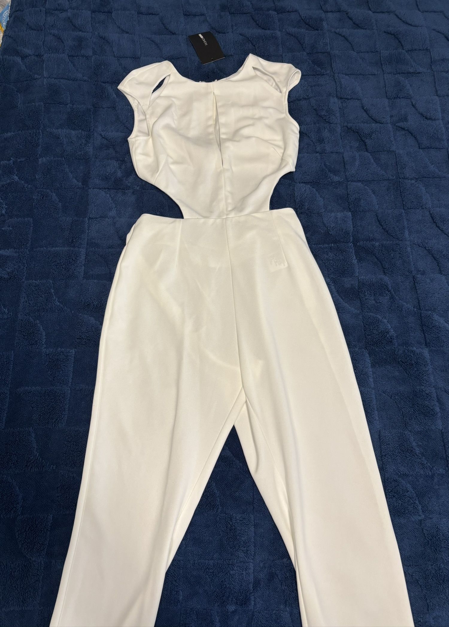 Fashion Nova Women Ivory Radio Up Cut Out Jumpsuit