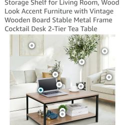 Coffee Table With Storage Shelf For Living Room 