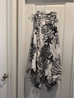 Sleeveless Black and White Coral Print Mini Dress/coverup OS
