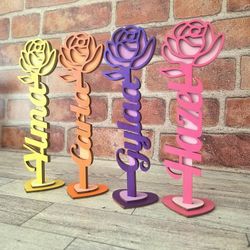 Custom Name Wooden Flower 