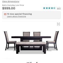 Cosmopolitan 6 Piece Black & Gray Dinning Set 