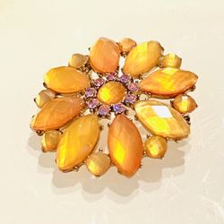 Vintage Butterscotch & Pink Brooch 
