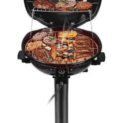 1600W Indoor Outdoor Electric grill, Electric BBQ Grill, Portable Removable Stand Grill, Black