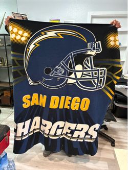 Vintage San Diego Chargers Plush Throw Blanket Heavy Stadium Fleece Helmet Logo