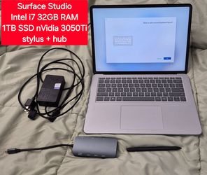 Microsoft Surface Laptop Studio 14" + Stylus + Hub Gaming nVidia RTX 3050Ti Intel i7 32GB 1TB SSD Windows PC
