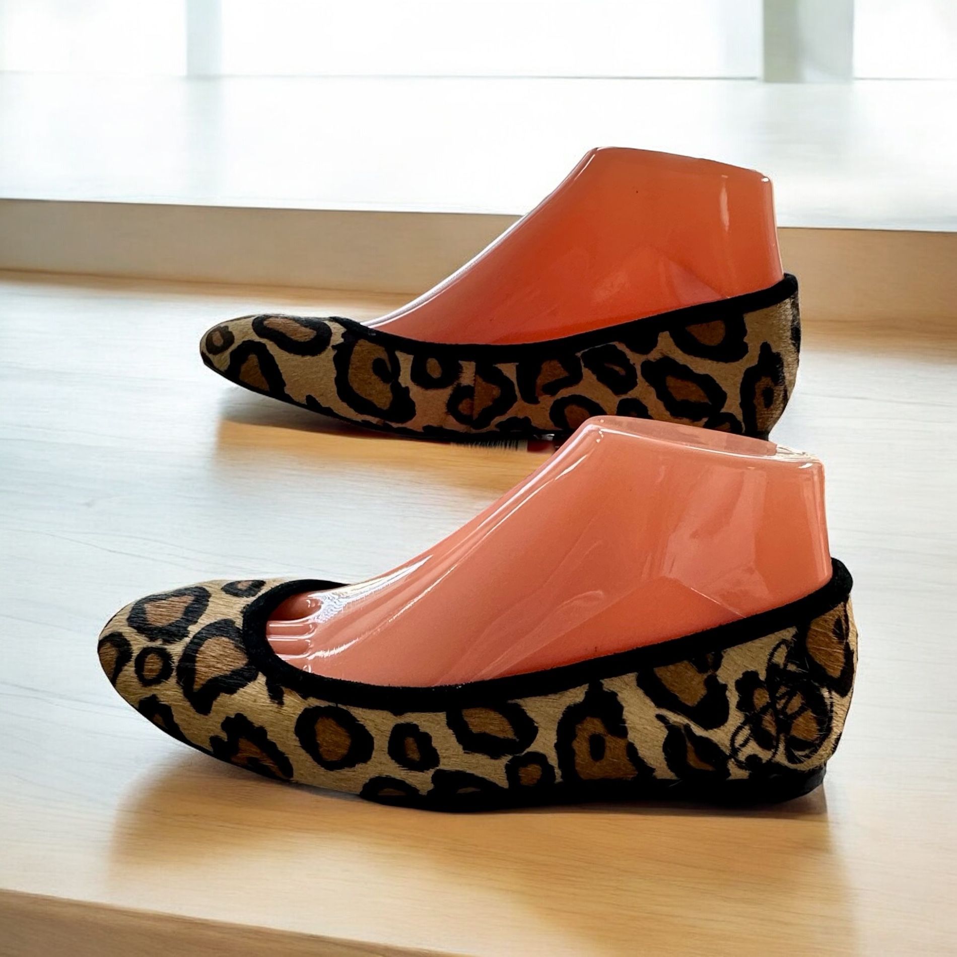 Sam Edelman Fritz flat leopard calf fur and leather ballet flat slip on size 7
