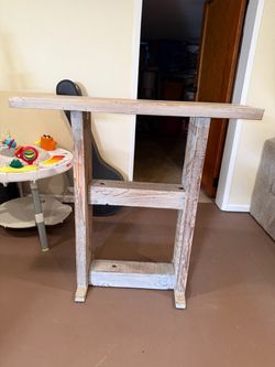 Rustic Whitewashed Wood Console Table