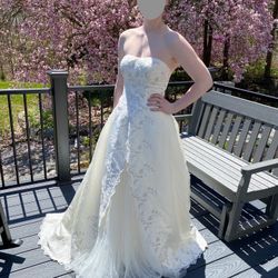 Embroidered Satin Ball Gown Wedding Dress