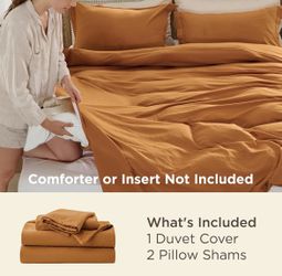 Bedsure Duvet Cover Set, Queen Size, Gold