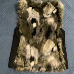 New Faux Fur Green,black,white Vest