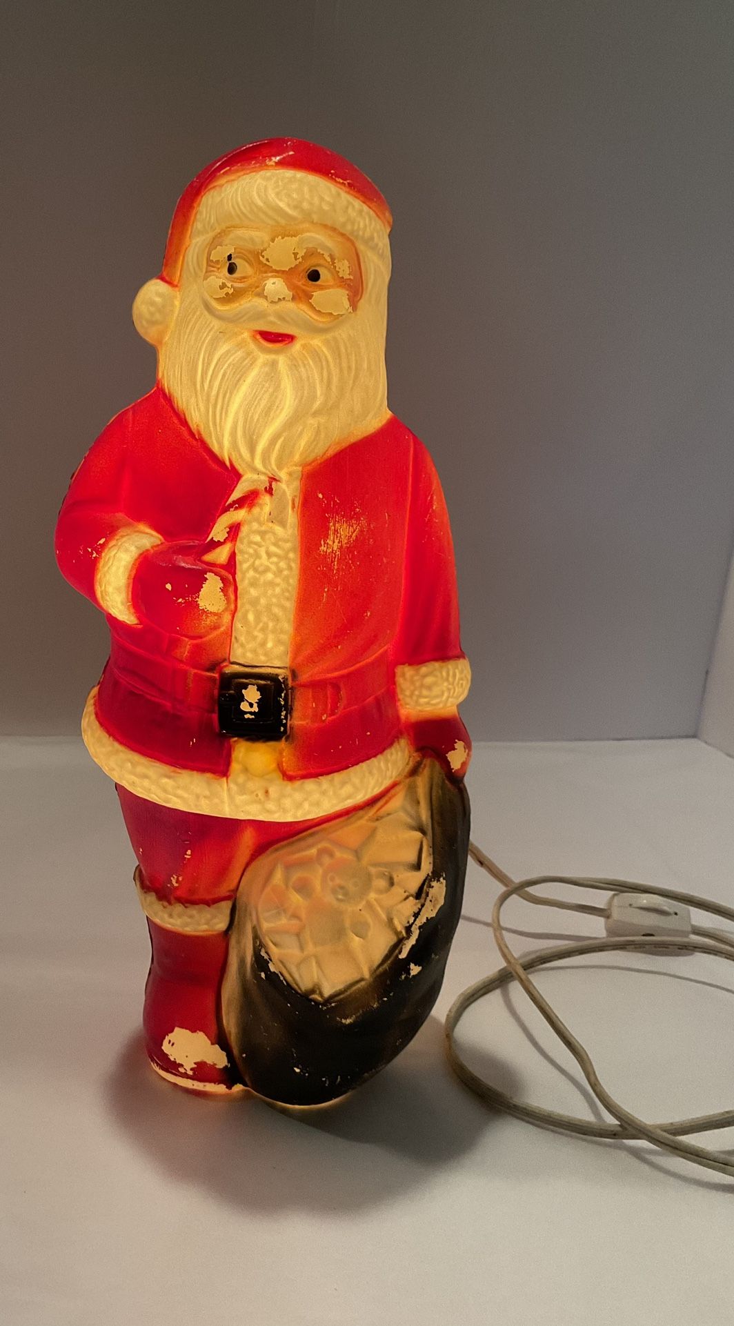 Vintage Blow Mold Lighted Santa Dapol Industries Working! 12”