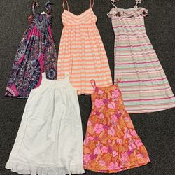Bundled lot of 5 girls size 7/8 sun dresses - 3 are maxi dresses and one is new 