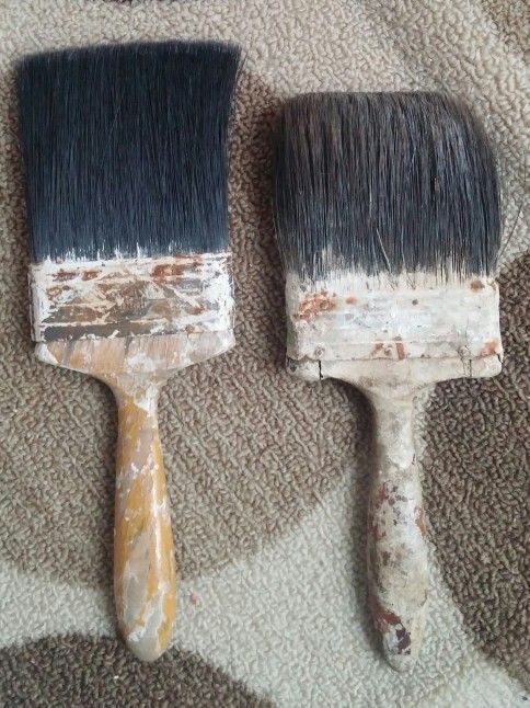 Vintage Pair Of 4" Horse Hair Paint Brushes