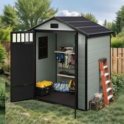 6'X4.4' Outdoor Storage Shed With Fence-Style And Big Windows