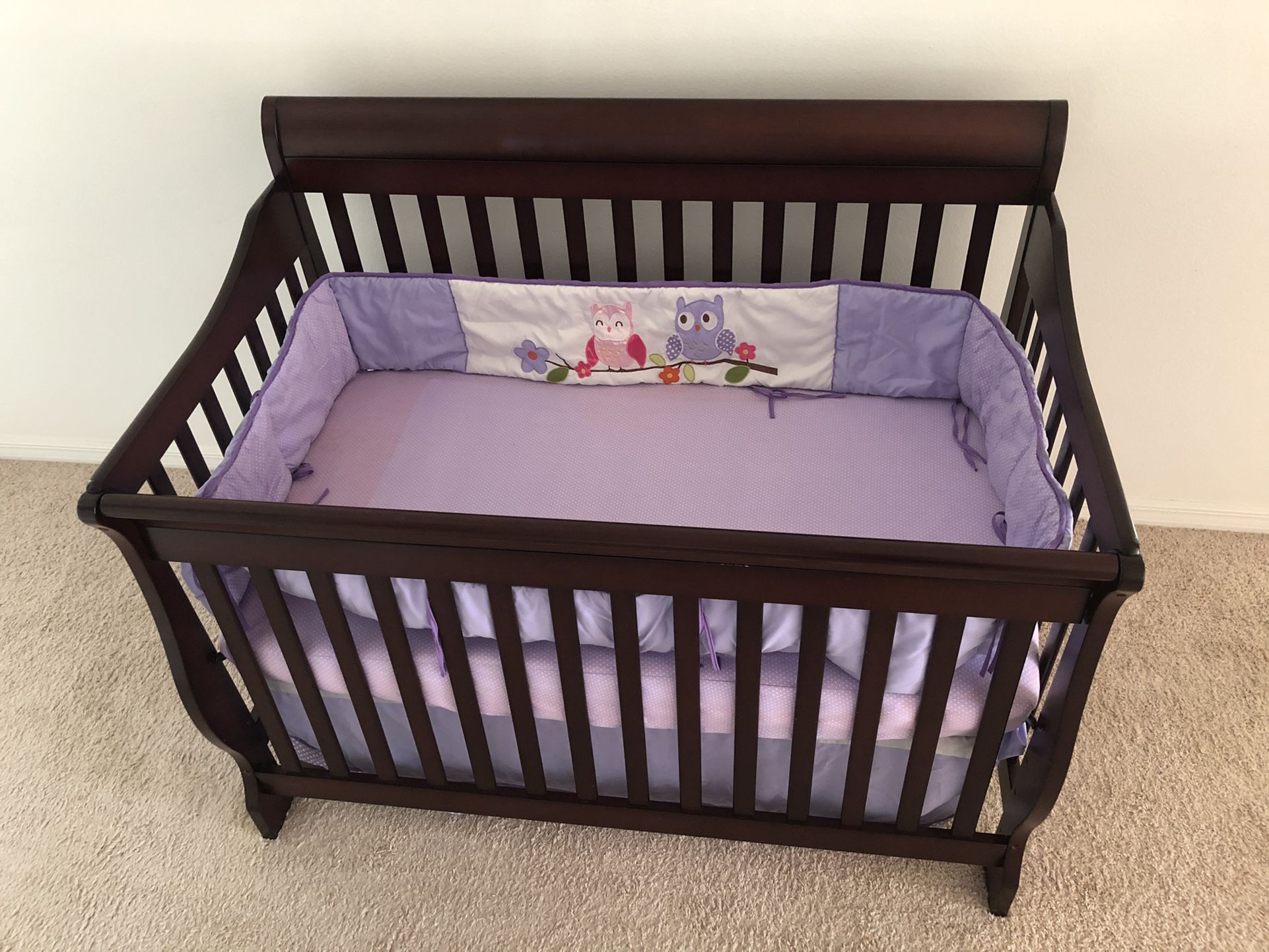 Baby Convertible Crib And Dresser Set Solid Wood Cherry