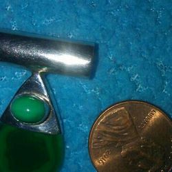 Malachite Sterling Silver Necklace.chain Italy.