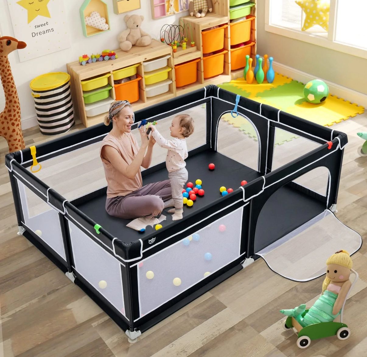 Costzon Baby Playpen - Black 