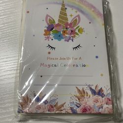 Unicorn Theme Invitations 