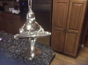 Pottery barn Santa candle holder silver plated