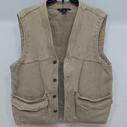 Vintage J. Peterman Co. Beige Canvas Casual / Hunting Vest 100 % Cotton Men’s Size Medium Rare 