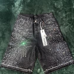 Purple Rhinestone Jean Shorts Size 32