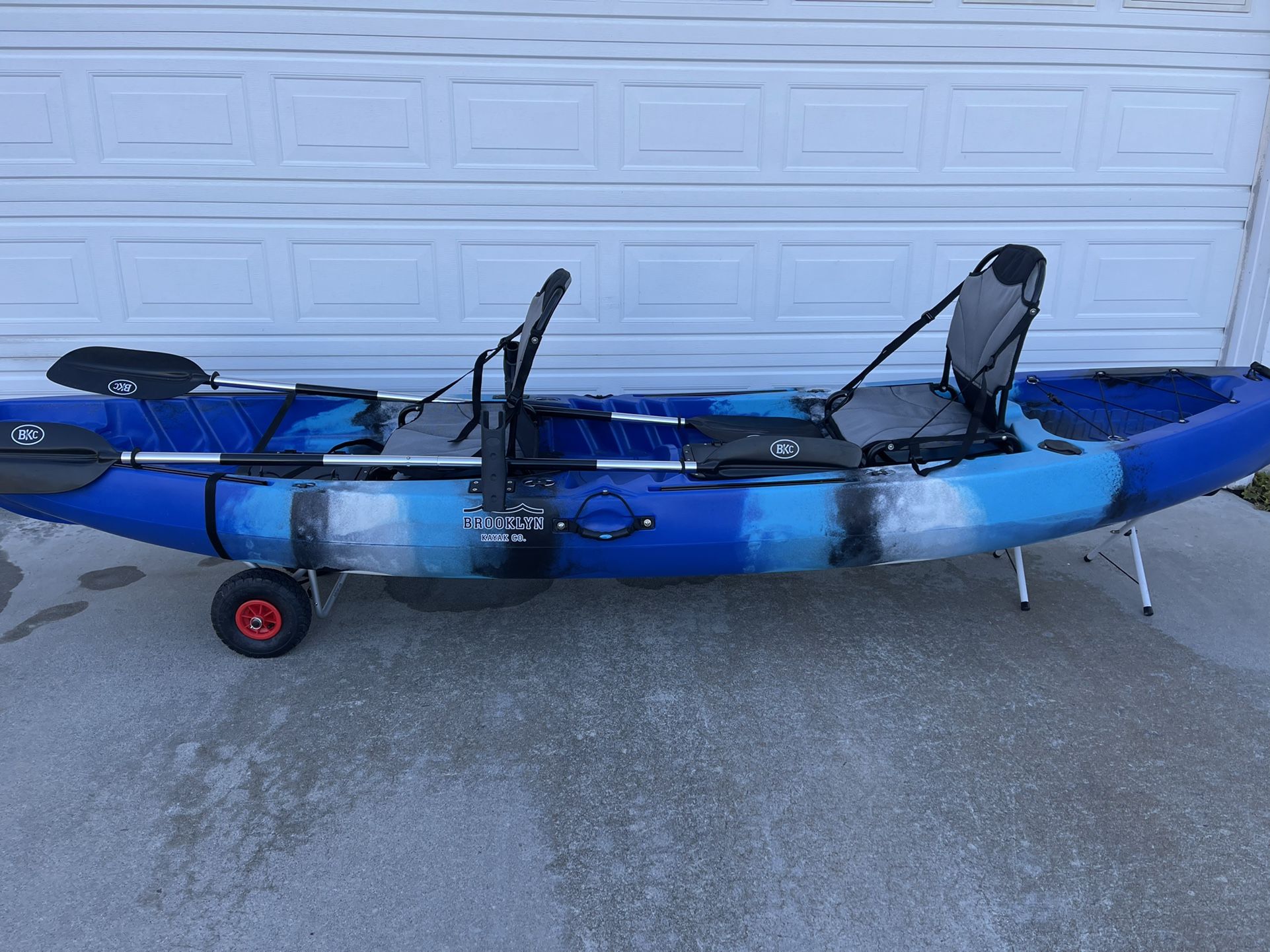 Kayak BKC TK122 Angler 12-foot, 8 inch Tandem  Family Kayak w/ Upright Aluminum Frame Seats and Paddles-must sell