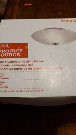 Project Source 13.78-in W Silver Frosted Glass Semi-Flush Mount Light
